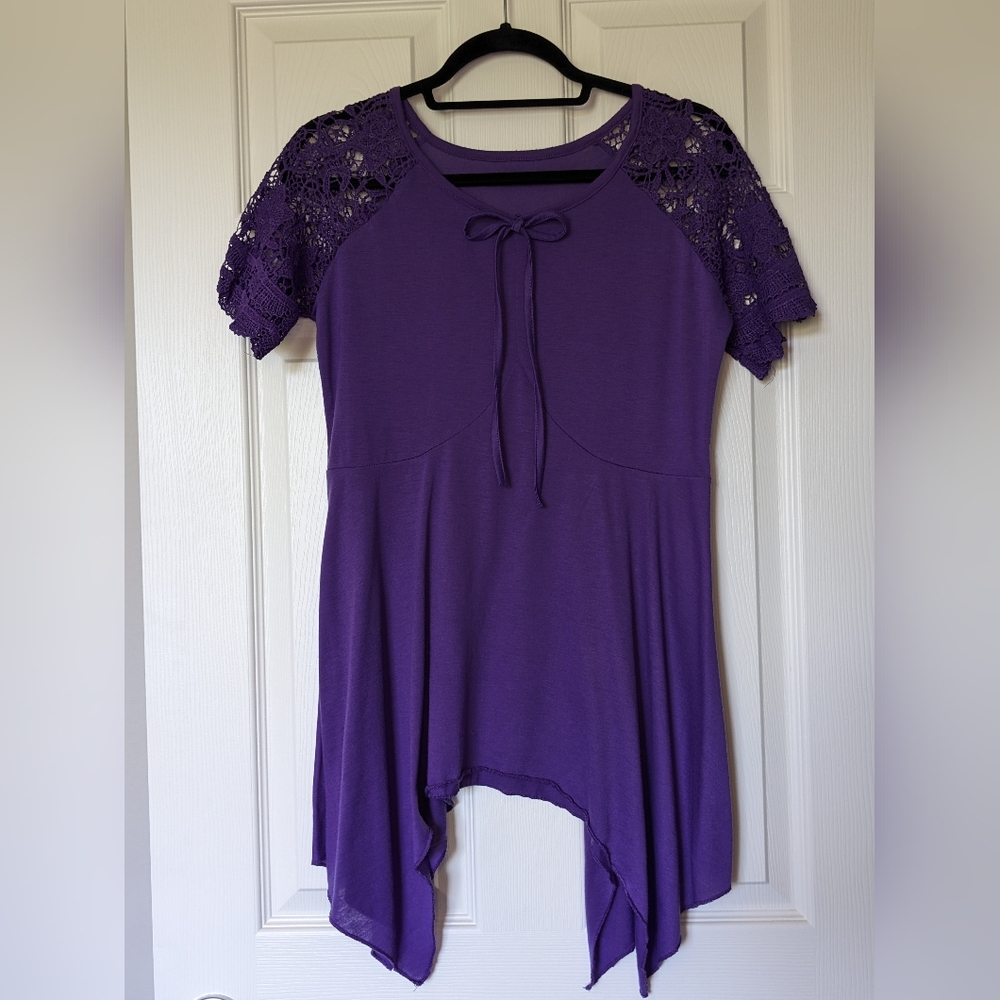 Purple Tunic with Crochet Sleeves